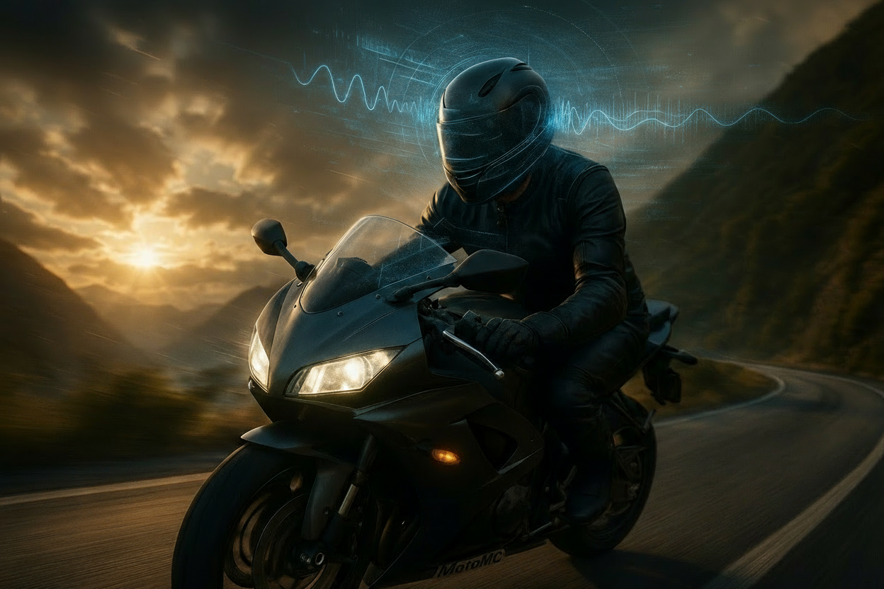 Motorcycle with MotoMic number plate